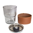 Copo De Vidro Com Canudo E Tampa Hermética 380ml Coldre Couro Moderno